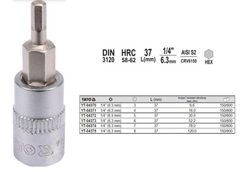 YATO KLUCZ TRZPIENIOWY IMBUSOWY/HEX 1/4"  6x37mm