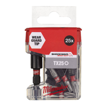 MILWAUKEE KOŃCÓWKA T25 X 25MM 25SZT. + UCHWYT MAGN
