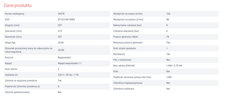 AIRPRESS SPRĘŻARKA BEZOLEJOWA SILENT LMO 6-126 36578