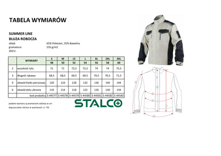 Bluza robocza Summer Line beżowy LS Stalco S-44579