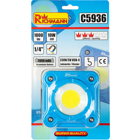RICHMANN LAMPA HALOGENOWA AKUMULATOROWA MINI 10W LED 1000LM C5936