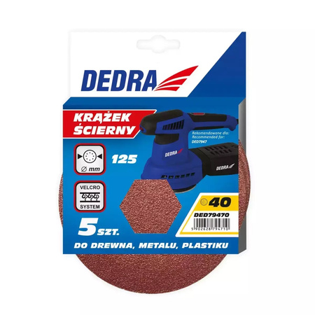DEDRA KRĄŻEK ŚCIERNY  GADACJA 180  RZEP ŚREDNICA 125MM KOMPLET 5 SZTUK DED79476