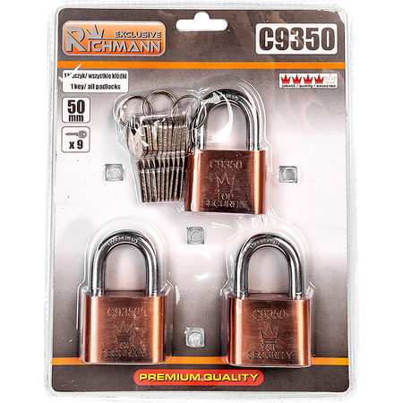 RICHMANN KŁÓDKI 3SZT. SYSTEM 1 KLUCZ 50MM C9350
