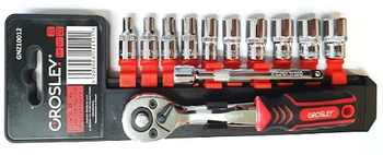 GROSLEY ZESTAW 12 CZĘŚCIOWY KLUCZY NASADOWYCH 1/4 NA PANELU