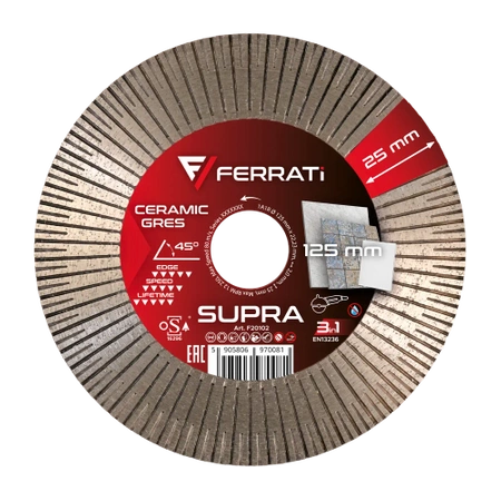 FERRATI TARCZA DIAMENTOWA TNĄCA SUPRA 125X22,23mm F20102