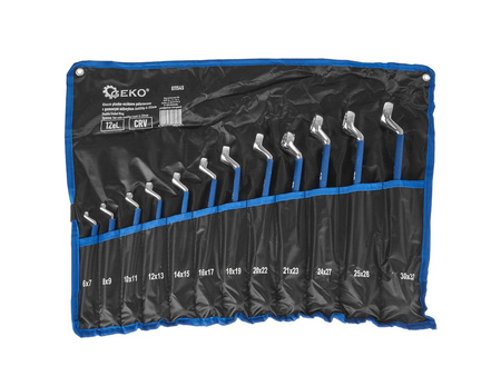 GEKO Klucze oczkowe odgięciem i gumowanym uchwytem 6-32mm 12 elementów G11545