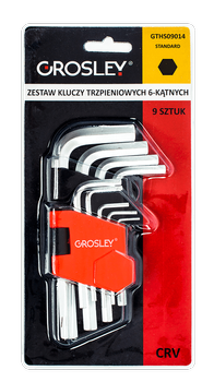 GROSLEY ZESTAW KLUCZY TRZPIENIOWYCH 6-KĄTNYCH DŁ. STANDARD - 9 SZT.
