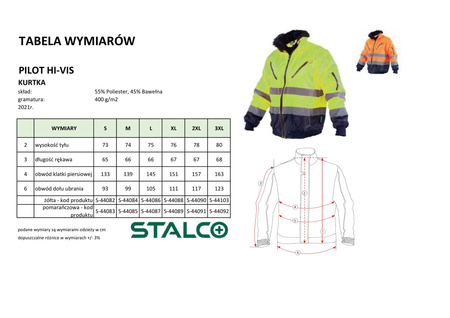 Stalco kurtka robocza pilotka odblaskowa multifunkcyjna 3w1 Pilot Hi-Vis Pomarańczowa