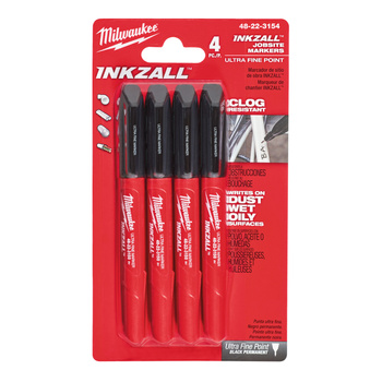 MILWAUKEE MARKER CZARNY ZESTAW 4 SZTUK KOŃCÓWKA 0,6MM 48223154