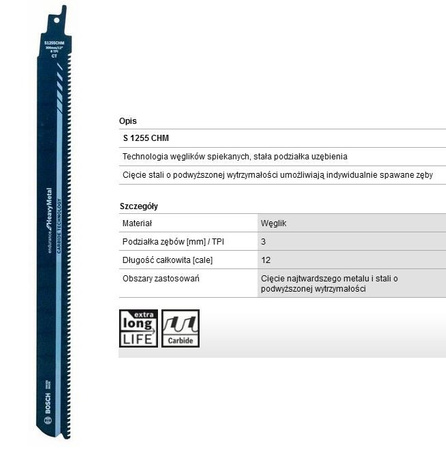 Bosch brzeszczot S1255CHM 300mm / 12"