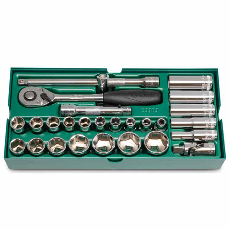 SATA zestaw kluczy nasadowych 27 sztuk 1/2" z grzechotką
