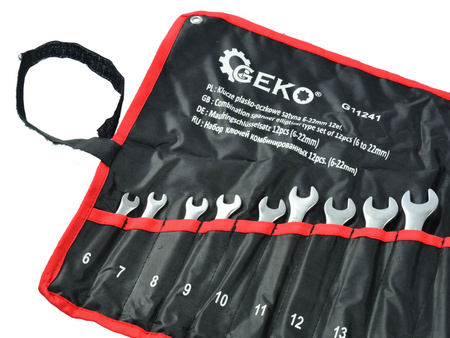 GEKO KLUCZE PŁASKO-OCZKOWE ZESTAW SATYNA 6-22MM G11241