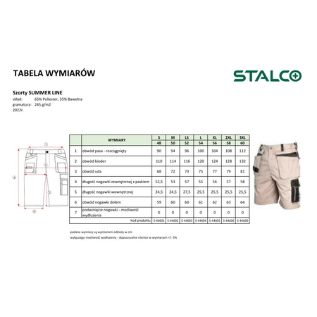 Stalco spodnie robocze szorty piaskowe Premium