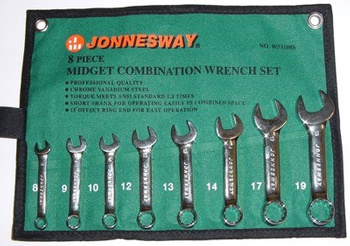 Jonnesway zestaw kluczy płasko-oczkowych krótkich 8 elementów  W53108S