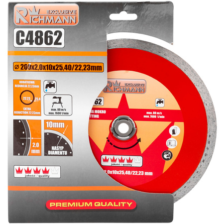 Tarcza diamentowa pełna cienka 200x2x25,4/22,23mm
