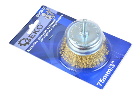 GEKO SZCZOTKA CZOŁOWA MOSIĘŻNA 75MM Z TRZPIENIEM