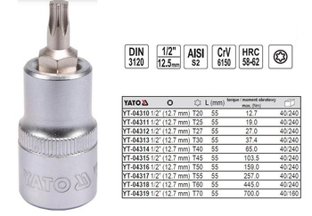YATO KLUCZ TRZPIENIOWY TORX 1/2" T40x 55mm
