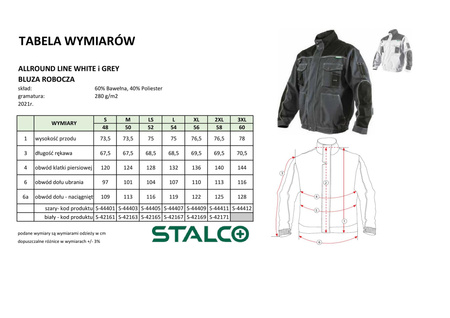 Stalco bluza robocza biała Allround Line
