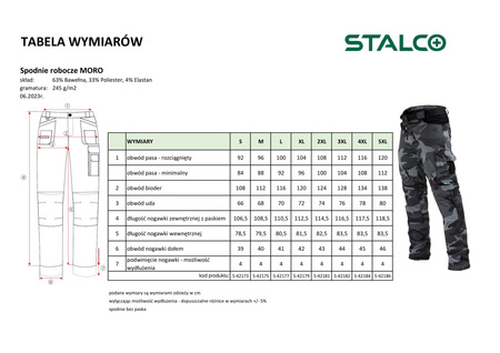 Stalco spodnie robocze Moro szare
