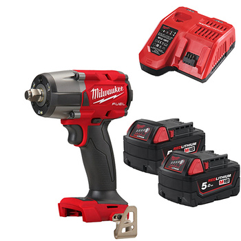 Milwaukee Zestaw Klucz udarowy 745Nm M18FMTIW2F12 + 2 akumulatory 5Ah + szybka ładowarka