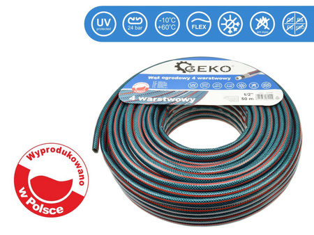GEKO WĄŻ OGRODOWY 4-WARSTWOWY 1/2" 50M