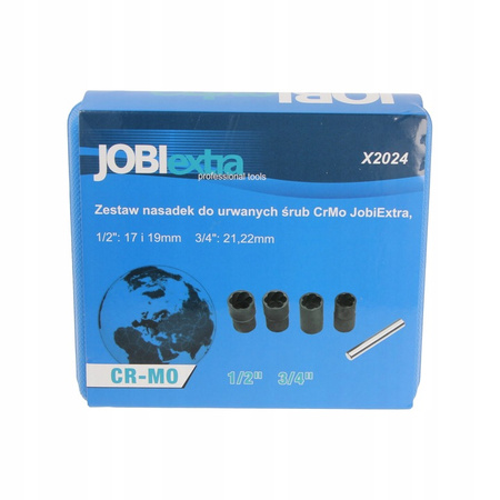 Zestaw nasadek do urwanych śrub 4 elementy Jobi Extra X2024