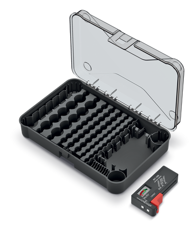 KISTENBERG ORGANIZER NA BATERIE Z TESTEREM BATERII KBBT