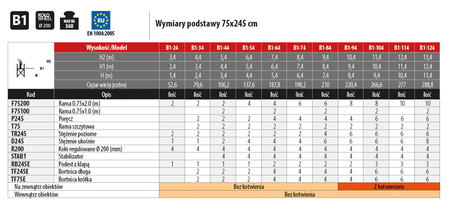 Faraone wieża jezdna Top System 75 X 245 cm 9,4M B1-84