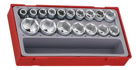 TengTools zestaw 17 nasadek 6-kątnych z chwytem kwadratowym 1/2" 