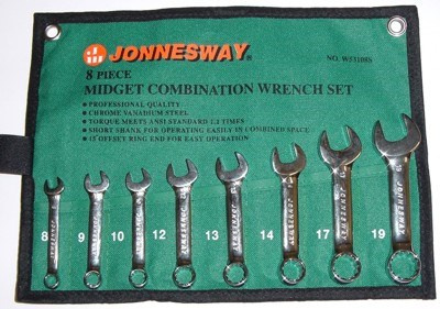 JONNESWAY ZESTAW KLUCZY PŁASKO-OCZKOWE KRÓTKIE 8 ELEMENTÓW  W53108S
