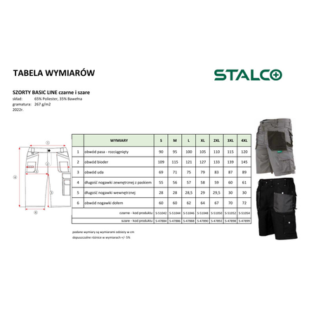 Stalco spodnie robocze szorty Basic Line czarne spodenki