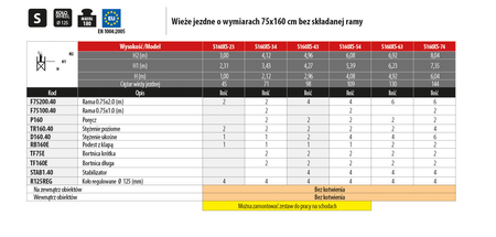 FARAONE WIEŻA JEZDNA TOP FLEX 75 X 160 CM 4,12M S160XS-34