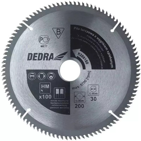 DEDRA TARCZA DO CIĘCIA ALUMINIUM 250x30mm 100Z