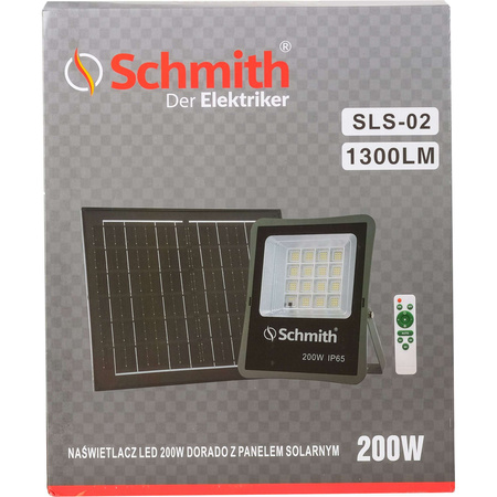 Schmith lampa LED z panelem solarnym 200W SLS-02