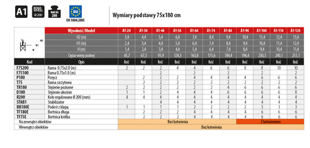 Faraone wieża jezdna Top System 75 X 180 CM 5,4M A1-44