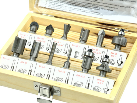 Geko frezy kształtowe do drewna 12 elementów 8mm G01200