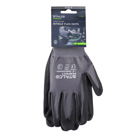 STALCO RĘKAWICE NYLONOWE S-NITRILE FLEX PVC DOTS  PERFECT