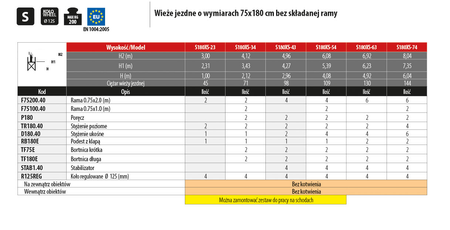 FARAONE WIEŻA JEZDNA TOP FLEX 75 X 180 CM 3,00M S180XS-23