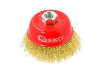 SZCZOTKA 75mm DOCZOŁOWA GWINT M14, DRUT FALISTY MOSIĄDZOWANY