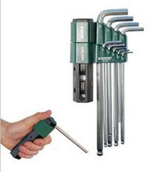 SATA zestaw 9 kluczy trzpieniowych extra długich z kulką w skłądanej oprawie