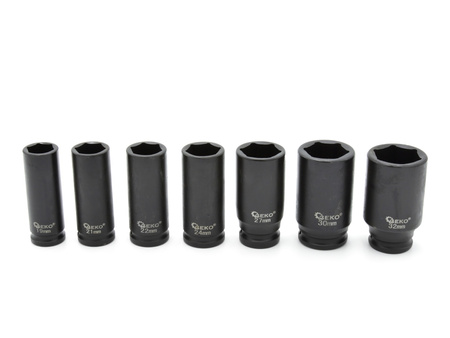 Geko Zestaw nasadek udarowych długich 1/2" 10-32mm 16 sztuk