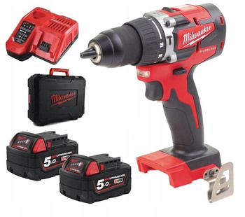 Zestaw Milwaukee wkrętarka udarowa 18V M18CBLPD-502C z dwoma akumulatorami 5aH + Szybka ładowarka