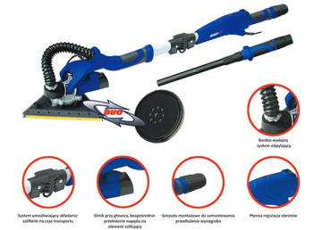 DEDRA SZLIFIERKA DO GIPSU / ŻYRAFA 710W Z NAPĘDEM BEZPOŚREDNIM + TRÓJKĄTNA STOPA DED7758