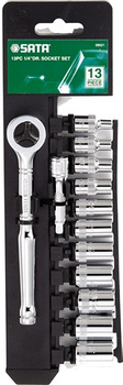 SATA ZESTAW 13 KLUCZY NASADOWYCH 1/4"