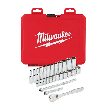 Milwaukee zestaw nasadek z grzechotką M28 SZT. 1/4