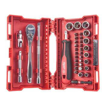 Milwaukee zestaw nasadek 1/4" z grzechotką