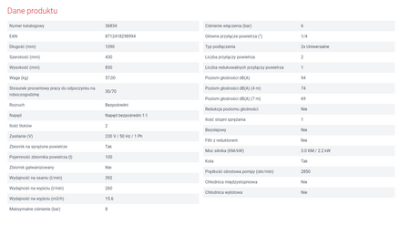 Airpress sprężarka Typ V HL425-100 100L 8 bar 36834