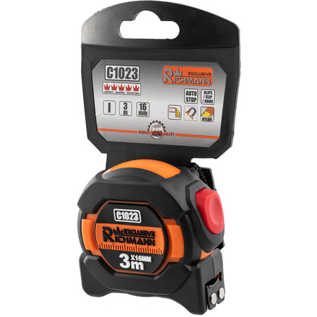 RICHMANN MIARA ZWIJANA 3M/16MM AUTOSTOP DWUSTRONNA C1023
