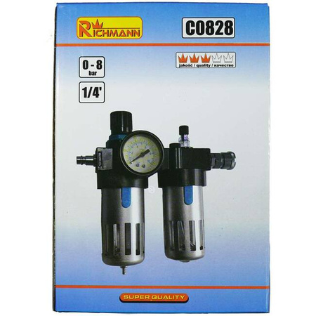 Richmann reduktor + odwadniacz podwójny aluminiowy 1/4" C0828