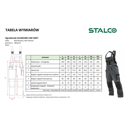 Stalco Ogrodniczki ALLROUND Line szaro-czarne